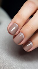 Calm beauty delicate nail design for a girl, beautiful female hands with a well-groomed neutral manicure