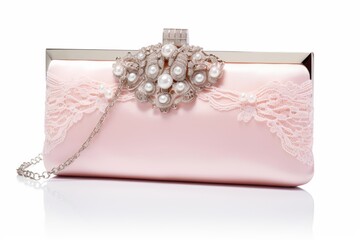 
Photo A charming Coquette aesthetic-inspired pastel pink velvet clutch with lace overlay and pearl clasp, adding a touch of vintage glamour to any evening ensemble.