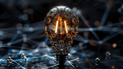 Fototapeta na wymiar Illustration of a Gear Light Bulb Symbolizing Creativity and Innovation