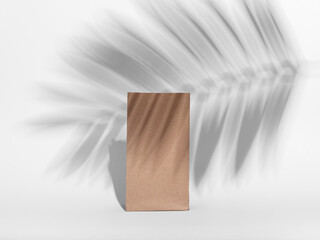 Brown kraft paper bag mockup. Craft pouch, vertical packet