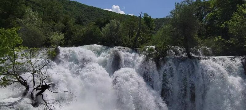 Strong Waterfall in Una National Park, Bosnia
