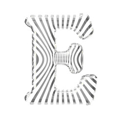 White symbol with silver vertical ultra-thin straps. letter e