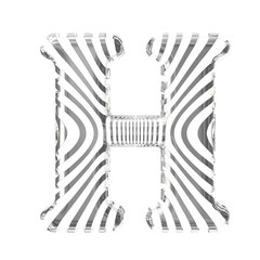 White symbol with silver vertical ultra-thin straps. letter h