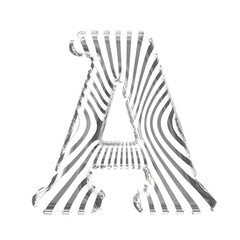 White symbol with silver vertical ultra-thin straps. letter a
