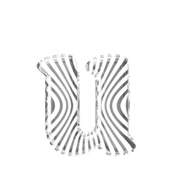 White symbol with silver vertical ultra-thin straps. letter u