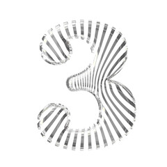 White symbol with silver vertical ultra-thin straps. number 3