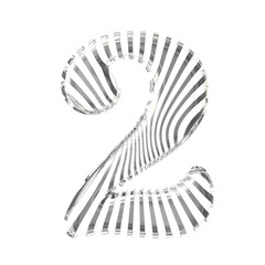 White symbol with silver vertical ultra-thin straps. number 2