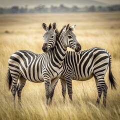 Fototapeta na wymiar Two Zebras embracing