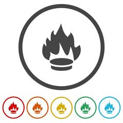 Gas stove icon. Set icons in color circle buttons