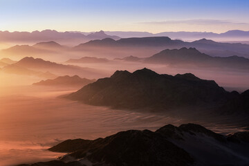 Aerial View of Namib-Naukluft Mountains at sunrise