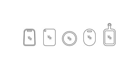 Cutting board outline icons set vector. Editable stroke. linear style sign for use web design and mobile apps, logo. Vector illustration.
