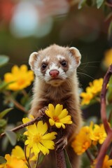 Fototapeta na wymiar Baby ferret, generated with AI