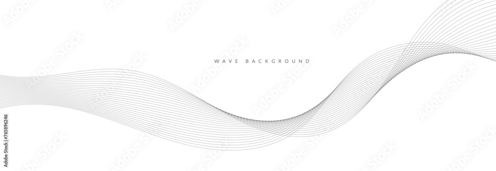 Wall mural Abstract wave element for design. Digital frequency track equalizer. Stylized line art background. Vector illustration. Wave with lines created using blend tool. Curved wavy line, smooth stripe.