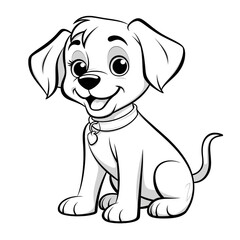Fototapeta premium Minimalist cartoon Puppy coloring page сreated with Generative Ai