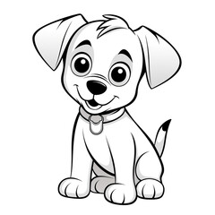 Naklejka premium Minimalist cartoon Puppy coloring page сreated with Generative Ai