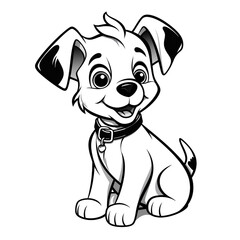 Minimalist cartoon Puppy coloring page сreated with Generative Ai
