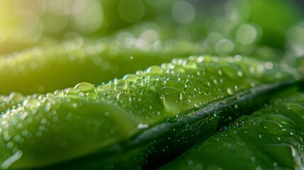 Green peas, with some water drops on the top, generated with AI