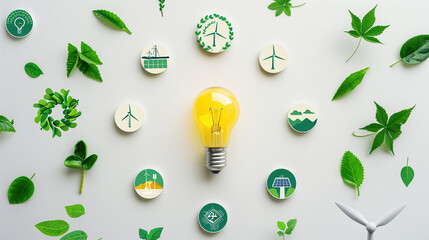 Bright Ideas: Renewable Energy Concept with Lightbulb and Icons