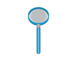 vector design of a magnifying glass in the shape of a circle at the top with a blue handle which is usually used to see small objects more clearly
