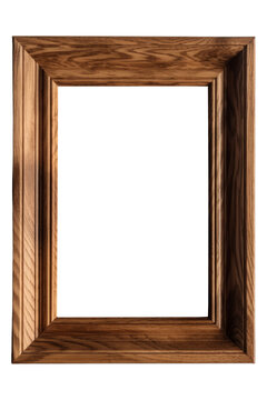 A wooden picture frame mockup isolated on a transparent background