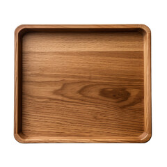 A wooden serving tray seen from above isolated on a transparent background
