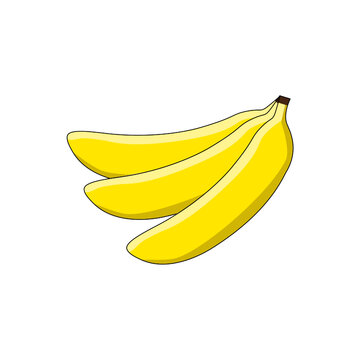 vector of bright yellow bananas, there are three of them
