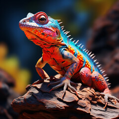 Fototapeta premium Opalescent Lava Lizard сreated with Generative Ai