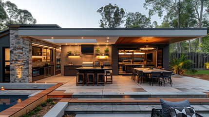  Sleek Outdoor BBQ and Bar Space