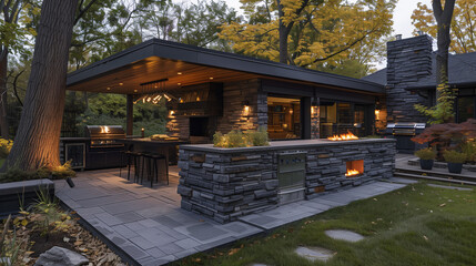 Beautifully Landscaped Outdoor Kitchen
