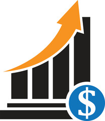 money increase icon with graph vector illustration