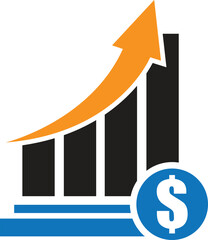 money increase icon with graph vector illustration