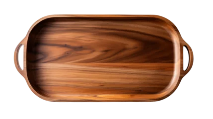 Foto op Plexiglas A wooden serving tray seen from above isolated on a transparent background © 016Graphics