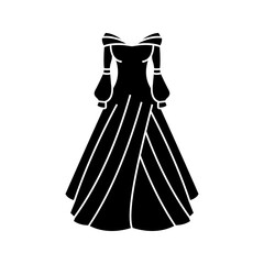 contemporary style wedding dress vector icon