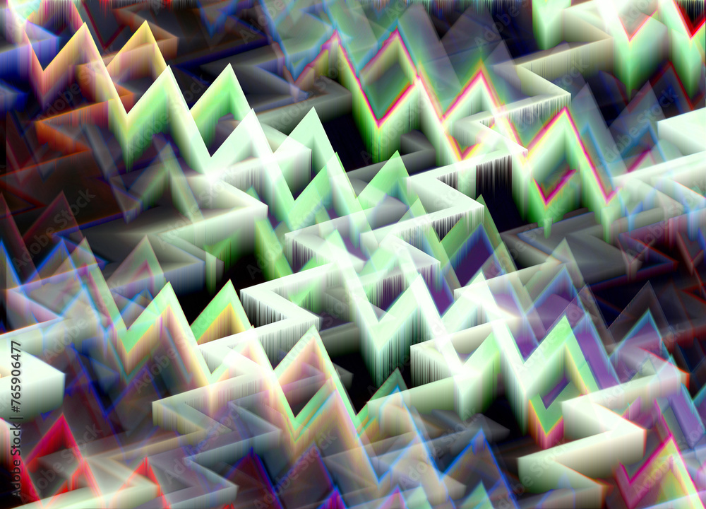 Poster zigzag abstract multicolor pattern in 3d