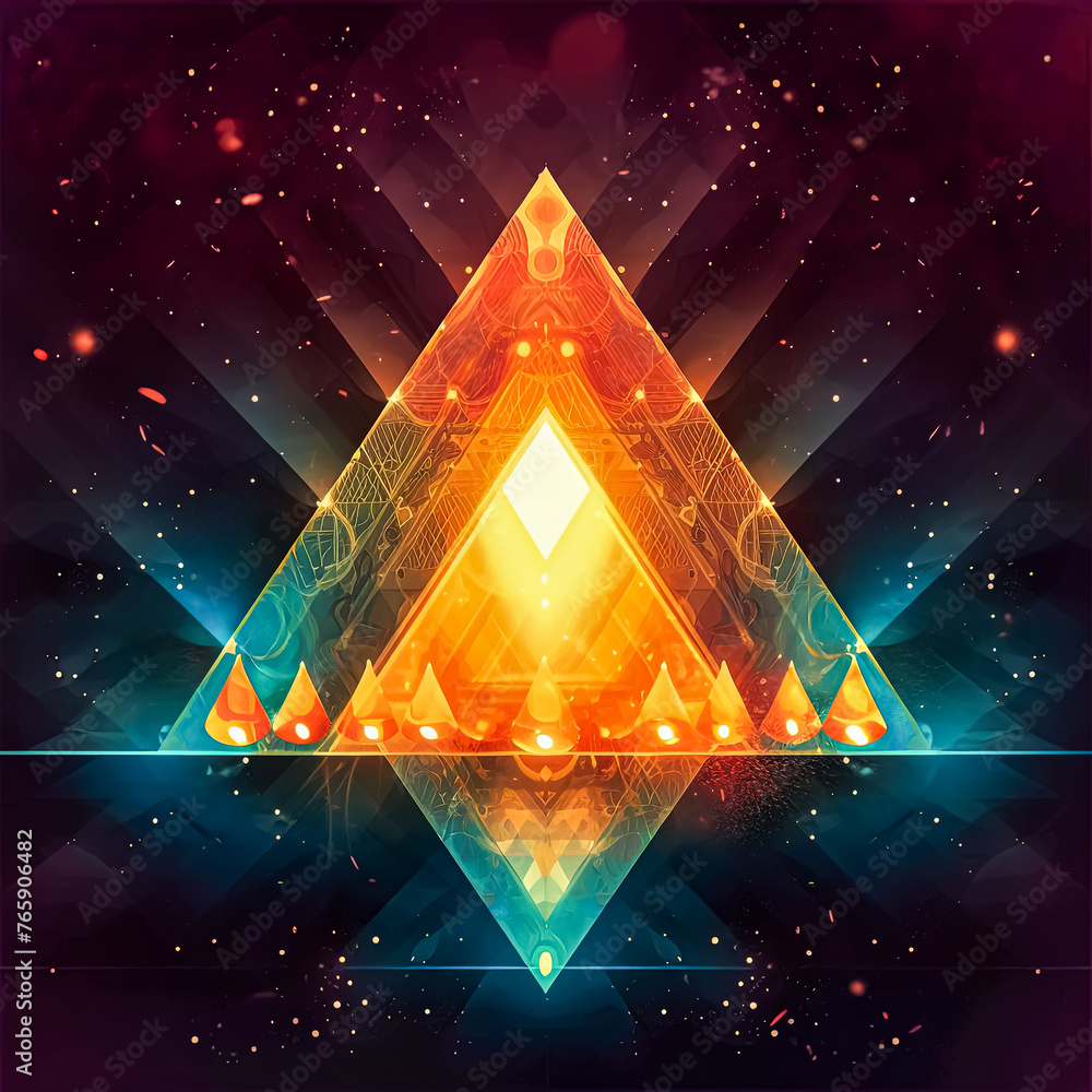 Aufkleber a colorful cube with a candle inside. the image has a dreamy, ethereal quality to it, with the color