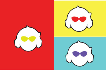 set of funny cartoon fruits and music boy