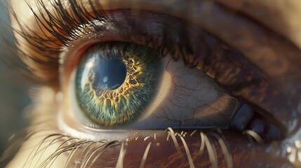 A stunningly detailed close-up image showcasing the intricate structures of a human eye.