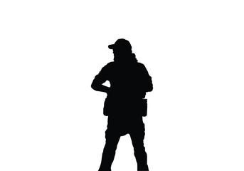 army soldiers with rifle silhouette vector collection