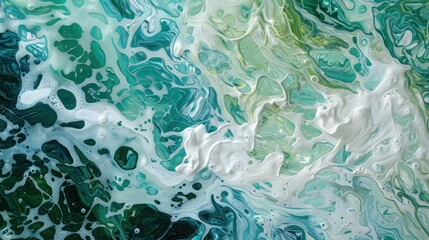 An artwork featuring abstract elements resembling water texture and various colors.