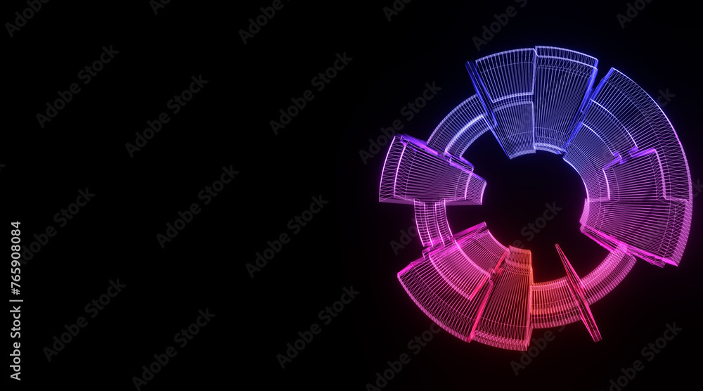 Poster futuristic colorful sphere of lines. network connection big data. abstract technology background. pl