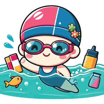cute swimmer  Illustrator Artwork