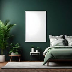 Blank canvas frame mockup or blank poster frame with home interior
