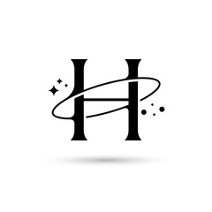 Letter H Vector Logo On Which An Abstract Image Of A Planet
