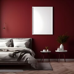 Blank canvas frame mockup or blank poster frame with home interior

