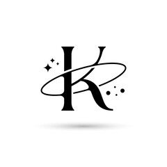 Letter K Vector Logo On Which An Abstract Image Of A Planet