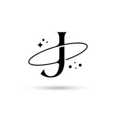 Letter J Vector Logo On Which An Abstract Image Of A Planet