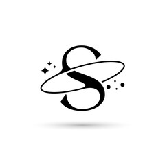 Letter S Vector Logo On Which An Abstract Image Of A Planet
