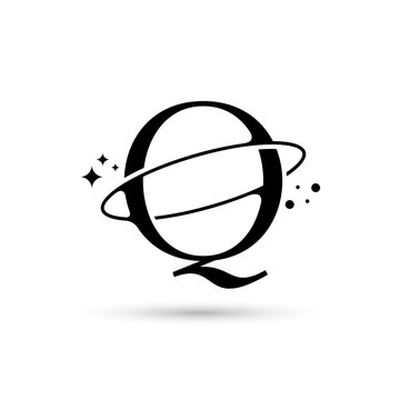 Letter Q Vector Logo On Which An Abstract Image Of A Planet