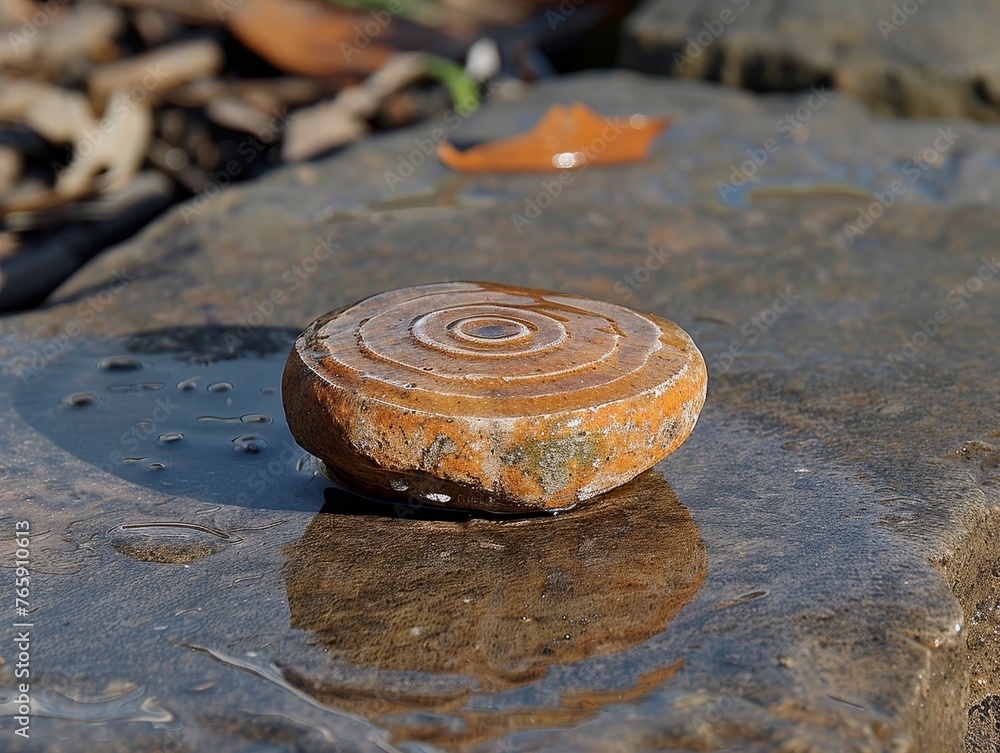 Aufkleber water droplets on smooth stone create serene, artistic patterns with natural elements in harmony.