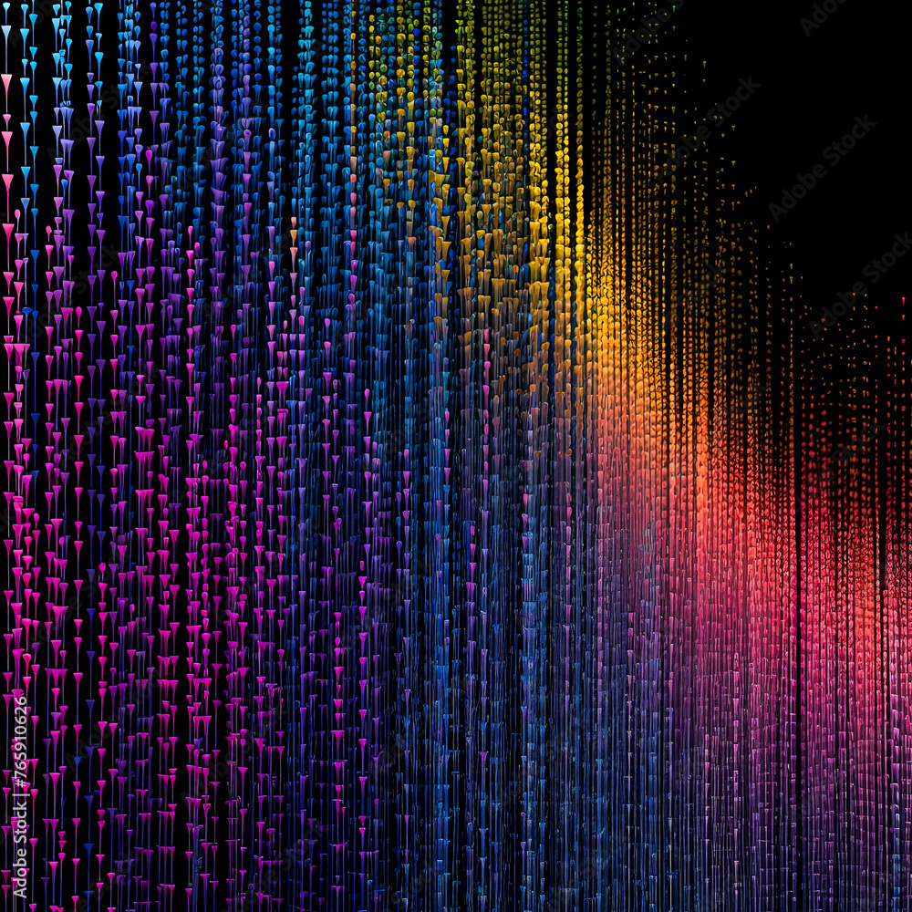 Poster a colorful, rainbow-like stream of light is projected onto a black background. the stream of light i